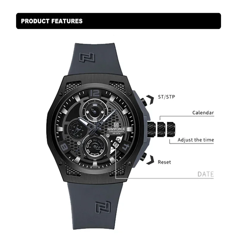 NAVIFORCE NF8051T  Luxury Desi - Silicone Sport Band 评论和价格