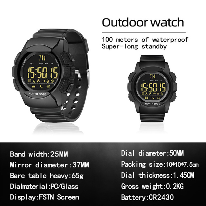 NORTH EDGE AK 100M Waterproof  - Smartwatch Watches For Men Digital 评论和价格