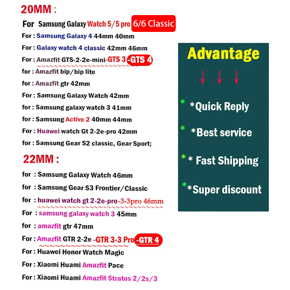 20mm/22mm Silicone band For Am - Smartwatch Samsung Watches For Women 评论和价格