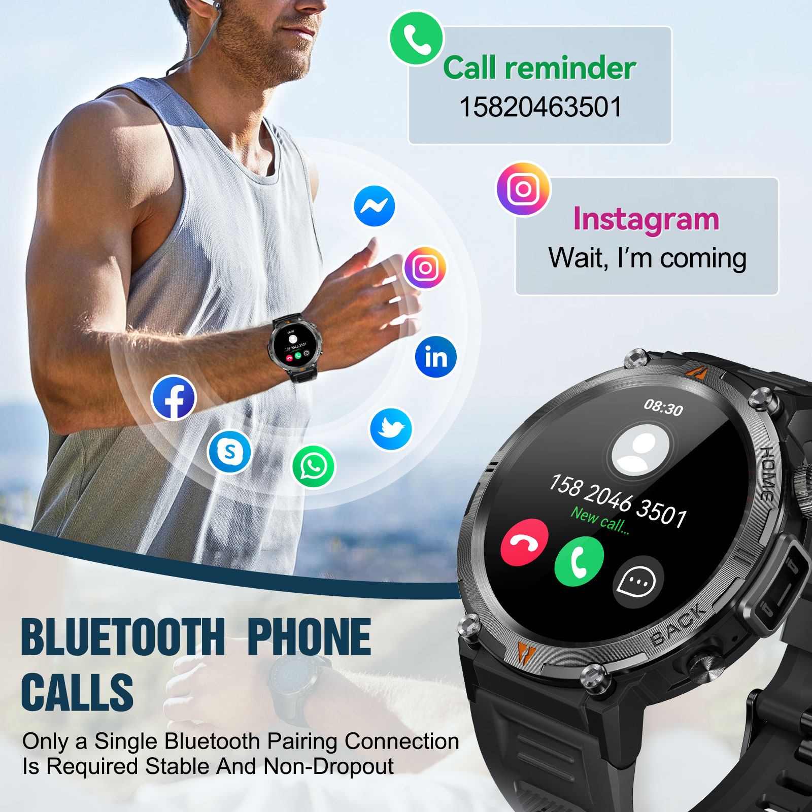 EIGIIS KE3 Bluetooth Call Smar - Smartwatch Watches For Men Digital 评论和价格