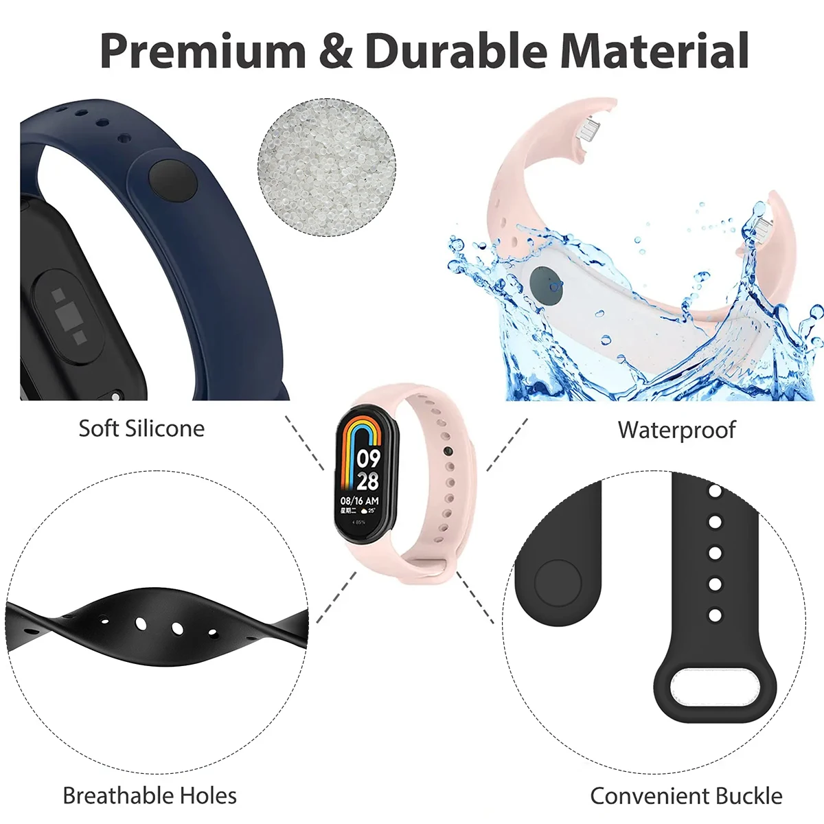 Strap for Xiaomi Mi Band 9/9 N - Silicone Sport Band 评论和价格