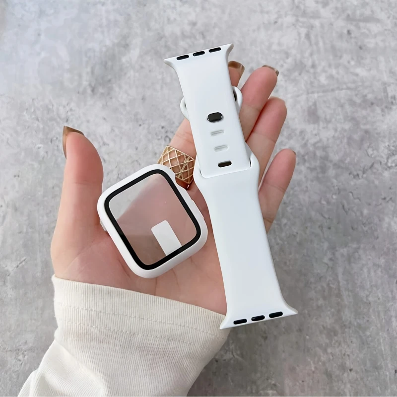 Glass+Case+band For Apple Watc - Silicone Sport Band 评论和价格