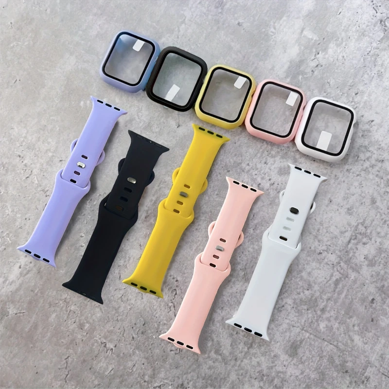 Glass+Case+band For Apple Watc - Silicone Sport Band 评论和价格