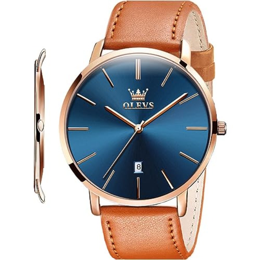 OLEVS Men Leather Watches Blac - Smartwatch Watches For Men Digital 评论和价格