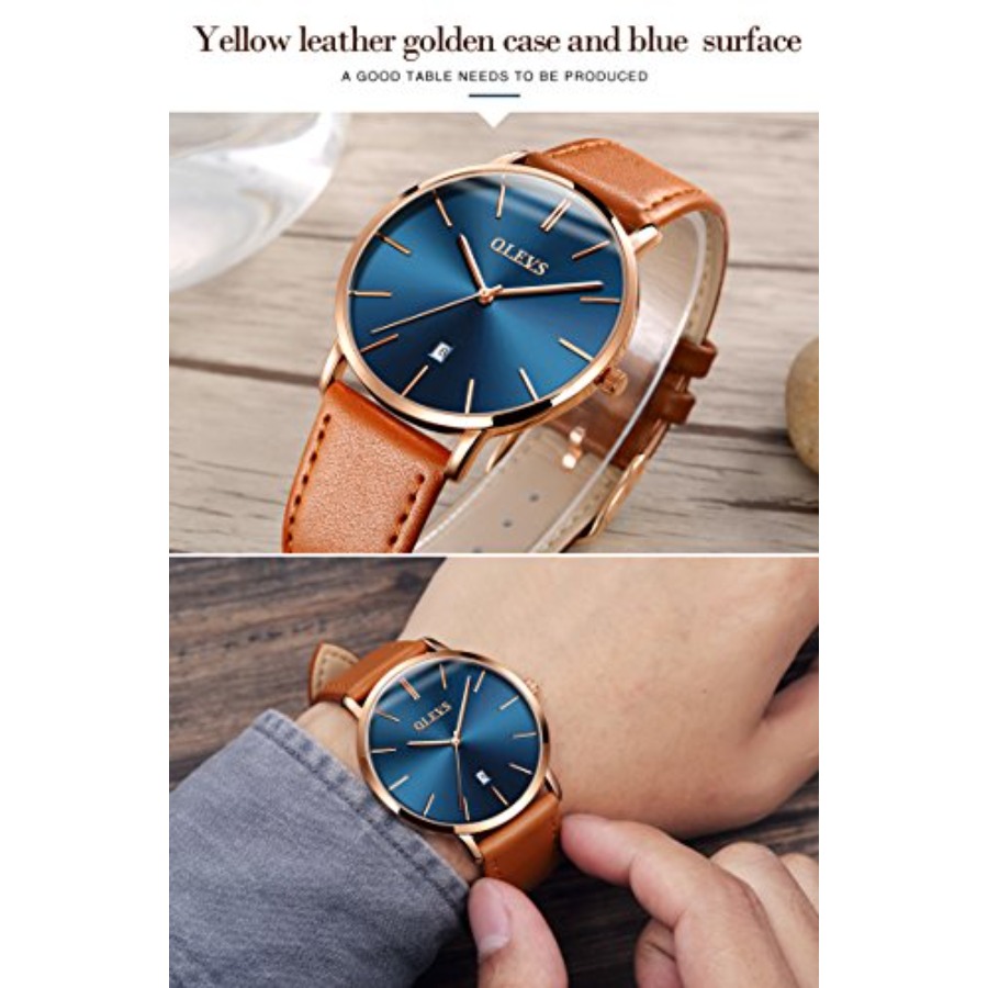 OLEVS Men Leather Watches Blac - Smartwatch Watches For Men Digital 评论和价格